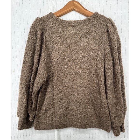 Dear John Anthropologie Womens Sweater Sz S Brown Boucle Textured Nubby Puff Slv - Picture 2 of 9